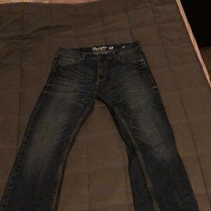 Two pairs of wrangler retro slim boot jeans.